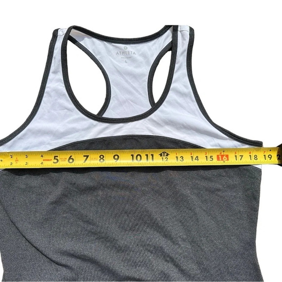 Athleta Tank Top Guru Gita Racerback Colorblock White Gray Women’s Large Workout - Picture 3 of 7